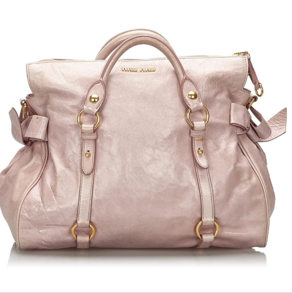Miu Miu Pink Vitello Lux Bow Handbag. Check my ebay store for great discounts - Picture 1 of 9